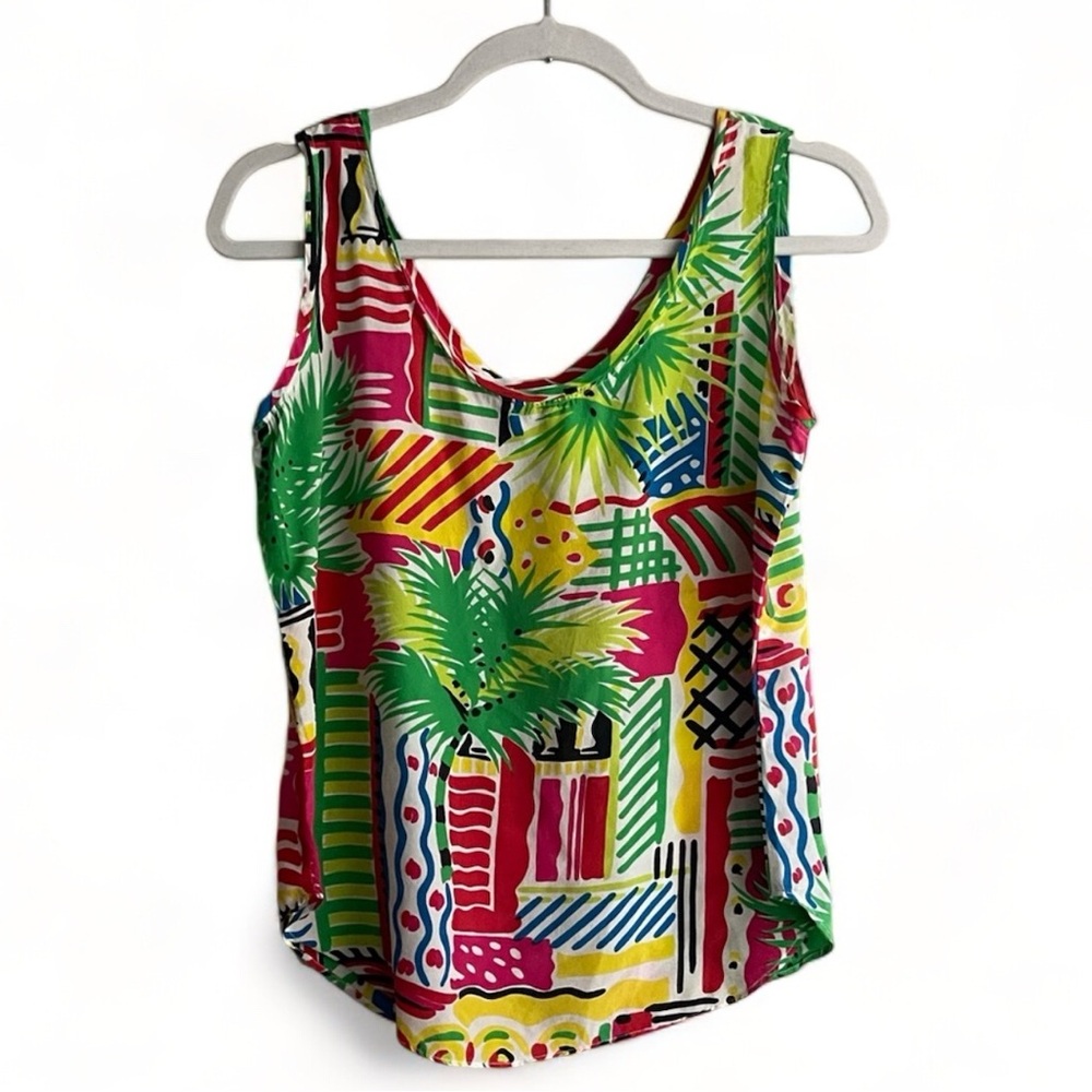 Vintage Char 100% silk tropical tank top